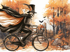 ND673 - Halloween Skeleton Bicycle - 16x12