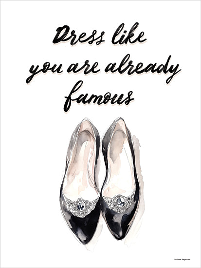 Svetlana Aleinikova SA233 - SA233 - Already Famous - 12x16 fashion quote, dress like you are already famous, black high heels, jeweled shoes, watercolor fashion illustration, stylish footwear, glamour, chic decor, elegant typography, feminine wall art, minimalist background, inspirational fashion print, boutique style, wardrobe inspiration, stylish statement art from Penny Lane