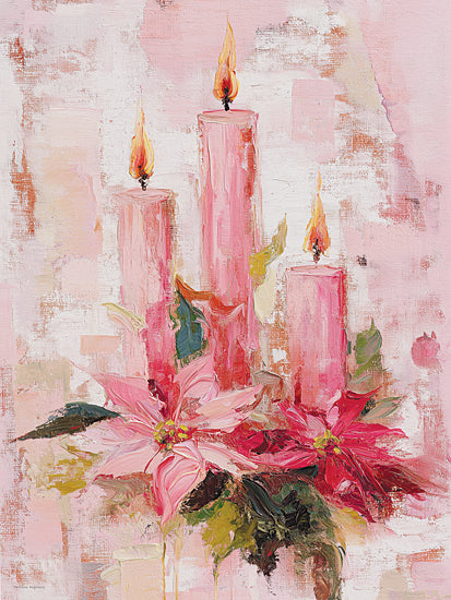 Svetlana Aleinikova SA307 - SA307 - Pink Christmas Glow - 12x16 holidays & seasonal, botanical, still life, christmas, floral, poinsettia, candles, holiday decor, winter, painterly, decorative, oil painting, pink from Penny Lane