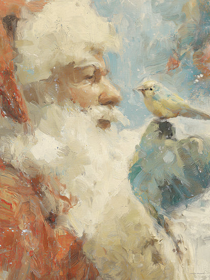Svetlana Aleinikova SA317 - SA317 - The Christmas Duo - 12x16 close up santa with bird painting, festive holiday portrait, winter christmas illustration from Penny Lane