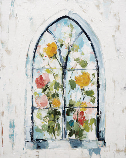 Svetlana Aleinikova SA405 - SA405 - Stained Glass Dreams - 12x16 floral window painting, colorful roses, stained glass effect, impressionist style, pastel tones, flower art, soft texture, delicate composition, romantic aesthetic from Penny Lane