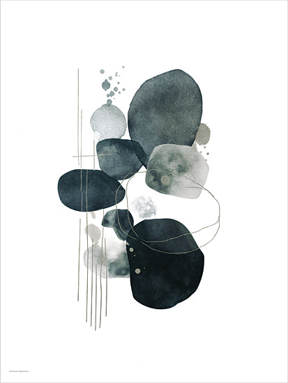 Svetlana Aleinikova SA478 - SA478 - Faint Trace - 12x16 minimal abstract composition, green watercolor shapes, thin line accents, modern minimalist artwork from Penny Lane