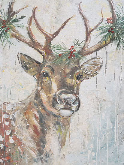 Svetlana Aleinikova SA540 - SA540 - Yuletide Stag - 12x16 decorated deer with holly, festive wildlife portrait from Penny Lane
