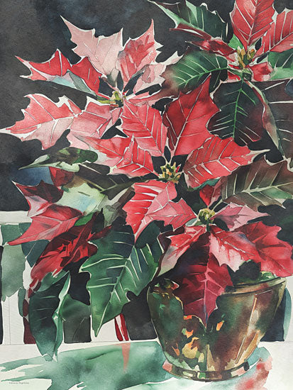 Svetlana Aleinikova SA553 - SA553 - Holiday Blooms - 12x16 botanical, holidays & seasonal, still life, floral, greenery, leaves, christmas, poinsettia, potted plant, painterly, decorative, watercolor, red from Penny Lane