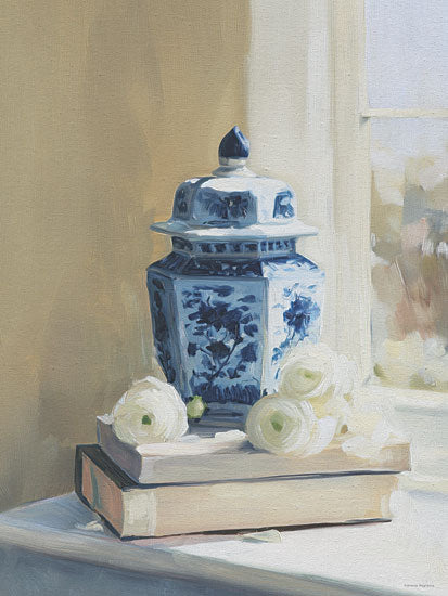 Svetlana Aleinikova SA615 - SA615 - The Quiet Corner - 12x16 pastel bookshelf, classic books, literary art, flowers in books, secret garden, anne of green gables, little women, pride and prejudice, alice in wonderland, cottagecore decor, whimsical reading nook, colorful book spines, feminine library print, watercolor illustration, book lover gift from Penny Lane