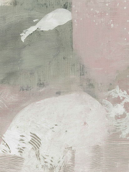 Svetlana Aleinikova SA661 - SA661 - Gentle Balance IV - 12x16 soft abstract landscape, pale blush and gray, white bird silhouette, snowy texture, muted winter field, neutral minimalist art, atmospheric painting, subtle nature scene, contemporary pastel landscape from Penny Lane
