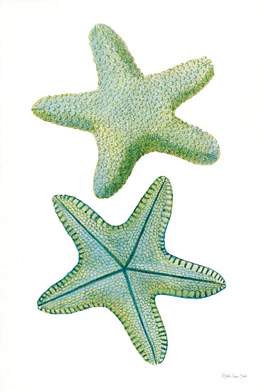 Stellar Design Studio SDS1598 - SDS1598 - Starfish Duo 1 - 12x18 green starfish pair, detailed marine life illustration, coastal sea star painting, oceanic decor, beach theme art, underwater creature, bright green hues from Penny Lane