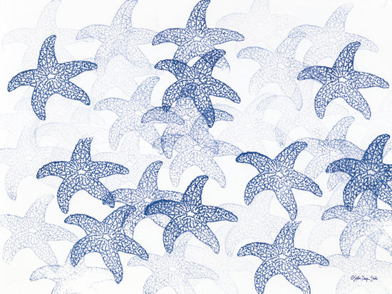 Stellar Design Studio SDS1604 - SDS1604 - Starfish Impression - 16x12 blue starfish pattern, sea life illustration, ocean art print, dotted texture, repeated marine motif, indigo starfish design from Penny Lane