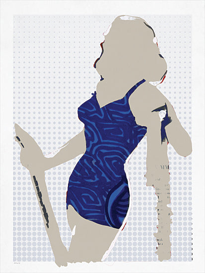 Stellar Design Studio SDS1612 - SDS1612 - Poolside Pattern III - 12x16 modern fashion illustration woman, blue dress pattern, abstract female silhouette from Penny Lane