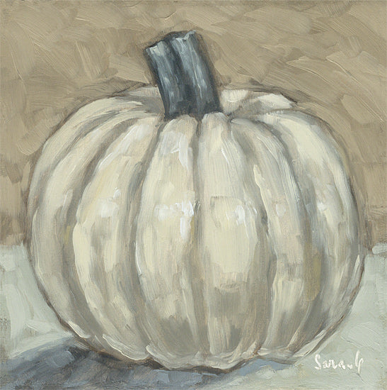 Sara G. Designs SGD329 - SGD329 - Harvest Pearl - 12x12 white pumpkin, neutral fall decor, autumn still life, thanksgiving art, farmhouse seasonal painting, heirloom pumpkin, soft beige palette, textured brushwork, harvest vegetable illustration, cozy fall wall art, rustic neutral background from Penny Lane