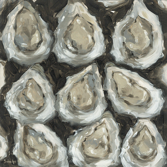 Sara G. Designs SGD377 - SGD377 - Shucked and Ready to Go - 12x12 oysters on shell, seafood illustration, rustic oyster painting, coastal dining decor, nautical kitchen art, painterly shell texture from Penny Lane