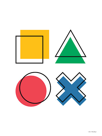 Seven Trees Design ST1016 - ST1016 - Gamer Buttons   - 12x16 geometric shapes poster, modern abstract shapes, colorful circle triangle square x, minimal graphic design, contemporary wall art from Penny Lane