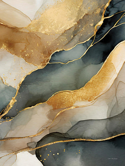 Seven Trees Design ST1109 - ST1109 - Shades of Imagination I - 12x16 teal gold abstract marble, luxury fluid texture from Penny Lane