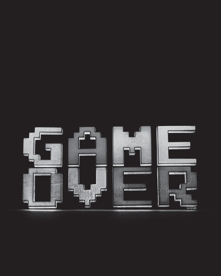 Yass Naffas Designs YND278 - YND278 - Game Over - 12x16 retro typography, video game art, arcade letters, pixel font, black and white design, minimalist poster, nostalgic design, game over text from Penny Lane