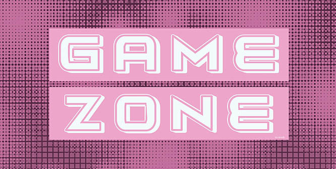 Yass Naffas Designs YND410 - YND410 - Game Zone - 18x9 Game zone, vibrant purple, digital design, pixel pattern, futuristic font, arcade vibes, retro gaming theme, techno graphics from Penny Lane