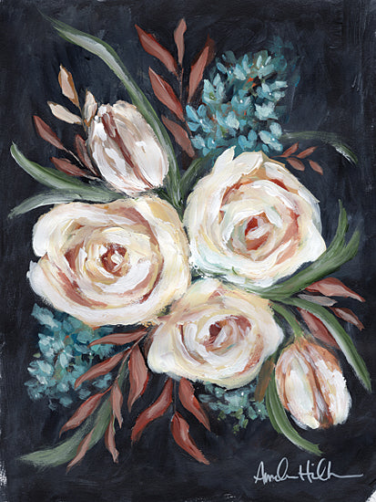 Amanda Hilburn AH106 - AH106 - A Whisper of Blue - 12x16 Flowers, Fall Flowers, Fall, Bouquet, Black Background from Penny Lane