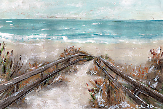 Amanda Hilburn AH126 - AH126 - Sandy Shores - 18x12 Coastal, Ocean Beach, Path, Fence, Nautical, Summer, Abstract, Landscape from Penny Lane