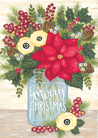 Annie LaPoint ALP2090 - ALP2090 - Poinsettia Bouquet - 12x16 Poinsettia Bouquet, Christmas, Holidays, Glass Jar, Flowers, Pine Cones, Nature, Bouquet from Penny Lane
