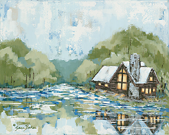 Sara Baker BAKE173 - BAKE173 - Adventure Lake - 16x12 Lake, Cabin, Log Cabin, Abstract, Trees, Landscape from Penny Lane