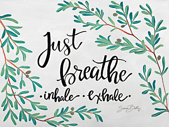 Sara Baker BAKE198 - BAKE198 - Just Breathe Olive Stems - 16x12 Just Breathe, Olive Stems, Greenery, Signs, Motivational from Penny Lane