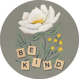 Sara Baker BAKE245RP - BAKE245RP - Happy Flower Be Kind - 18x18 Inspirational, Be Kind, Typography, Signs, Textual Art, Scrabble Tiles, Flowers, Spring from Penny Lane