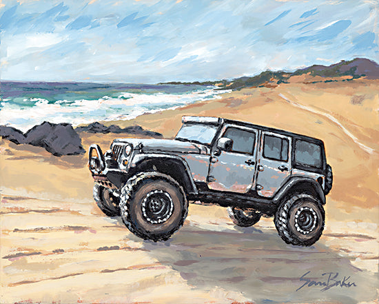 Sara Baker BAKE307 - BAKE307 - Tougher Than the Rest - 16x12 Jeep, Landscape, Masculine, Coastal, Ocean, Rocks, Four Wheeling, Leisure from Penny Lane