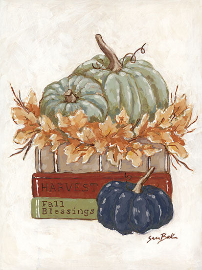 Sara Baker BAKE314 - BAKE314 - Hey There Pumpkin    - 12x16 Still Life, Fall, Pumpkins, Books, Leaves, Harvest, Fall Blessings, Typography from Penny Lane