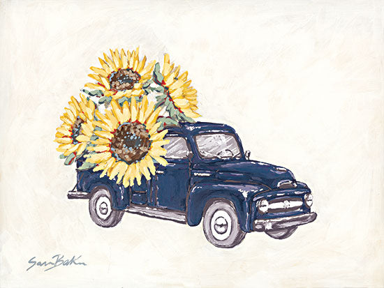 Sara Baker BAKE315 - BAKE315 - Sunflower Farm Truck   - 16x12 Still Life, Fall, Truck, Blue Truck, Sunflowers, Fall Flowers, Whimsical from Penny Lane