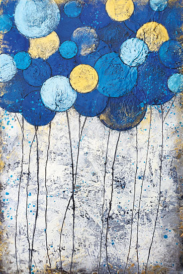 Britt Hallowell BHAR549 - BHAR549 - Bubble Trees Magic - 12x18 Abstract, Bubble Trees, Blue, Yellow, Textured from Penny Lane