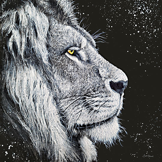 Britt Hallowell BHAR592 - BHAR592 - Pride of the Plains - 12x12 Lion, Whimsical, Profile, Stars, Celestial, Black & White, Abstract from Penny Lane