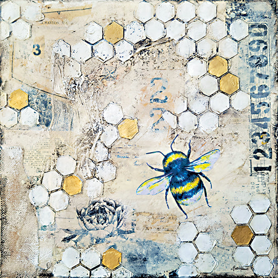 Britt Hallowell BHAR598 - BHAR598 - Busy Bees 1 - 12x12 Abstract, Bees, Honey Bees, Hive, Patterns, Geometric Shapes, Textured Art, Spring from Penny Lane