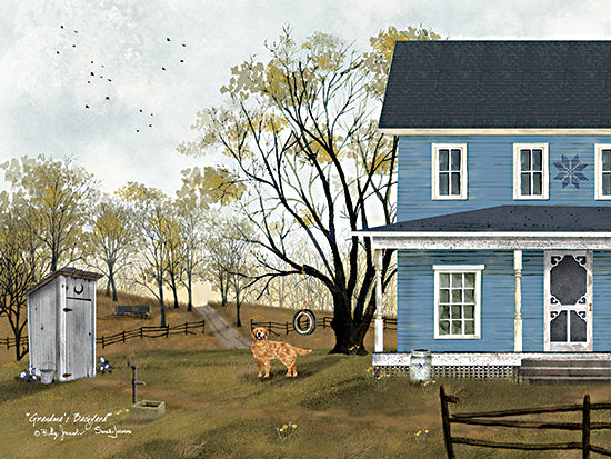 Billy Jacobs BJ1299 - BJ1299 - Grandma's Backyard - 16x12 Folk Art, Home, Homestead, House, Front Porch, Dog, Outhouse, Landscape, Trees, Grandma's Backyard, Summer from Penny Lane