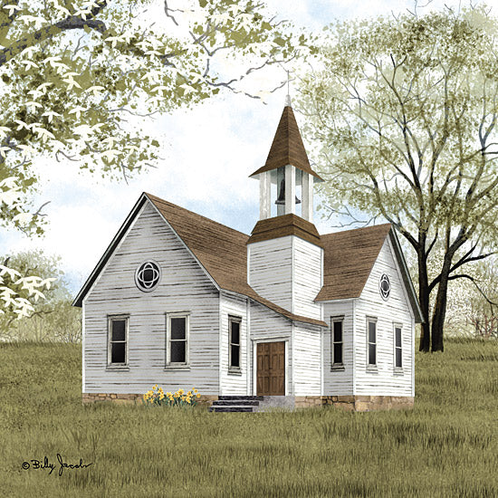 Billy Jacobs BJ1359 - BJ1359 - Let Go and Let God II - 12x12 Religious, Church, Country Church, Folk Art, Farmhouse/Country, Landscape, Trees, Let Go and Let God from Penny Lane