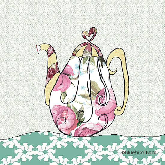 Bluebird Barn BLUE196 - Whimsical Floral Tall Teapot - 12x12 Teapot, Quilted, Abstract, Fabric, Whimsical, Flowers from Penny Lane