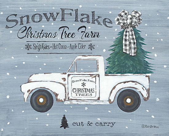 Pam Britton BR581 - BR581 - Snowflake Christmas Tree Farm - 16x12 Christmas, Holidays, Christmas Tree, Tree Farm, Truck, Advertisements, Typography, Signs, Winter from Penny Lane