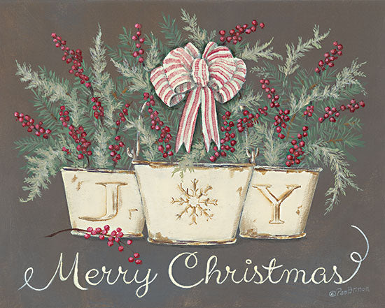Pam Britton BR582 - BR582 - Farmhouse Joy - 16x12 Christmas, Holidays, Still Life, Greenery, Berries, Bow, Merry Christmas, Cream Pails, Typography, Signs, Winter from Penny Lane