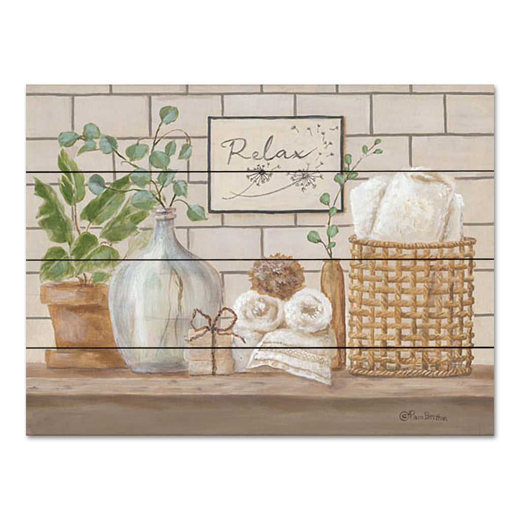 Lady Louse Designs BR602PAL - BR602PAL - Still Life Bath II - 16x12 Bath, Bathroom, Baskets, Houseplants, Green Plants, Towels, Still Life, Signs, Relax, Neutral Palette from Penny Lane