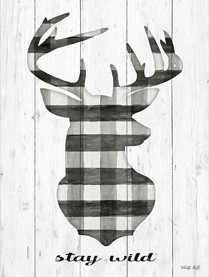 Cindy Jacobs CIN1922 - CIN1922 - Stay Wild    - 12x16 Stay Wild, Deer, Black & White Plaid, Shiplap, Cabin, Lodge from Penny Lane