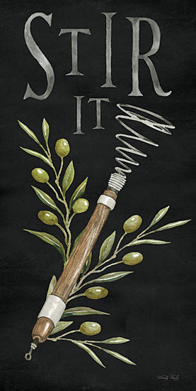 Cindy Jacobs CIN3634 - CIN3634 - Stir It - 9x18 Kitchen, Kitchen Utensil, Stir It, Typography, Signs, Textual Art, Olives, Black Background, Whisk, Vintage from Penny Lane