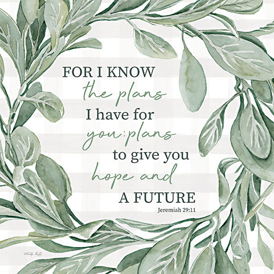 Cindy Jacobs CIN3930 - CIN3930 - For I Know - 12x12 Religious, For I Know the Plans I have for You:  Plans to Give You Hope and a Future, Jeremiah, Bible Verse, Typography, Signs, Textual Art, Wreath, Greenery from Penny Lane