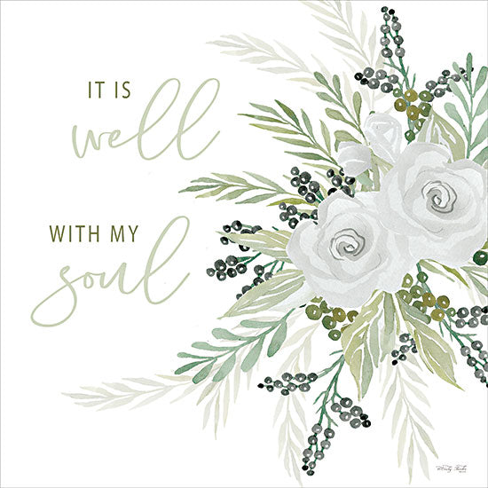 Cindy Jacobs CIN3931 - CIN3931 - It Is Well - 12x12 Religious, It is Well With My Soul, Psalm, Bible Verse, Typography, Signs, Textual Art, Flowers, Bouquet, Berries, Greenery, White Flowers from Penny Lane