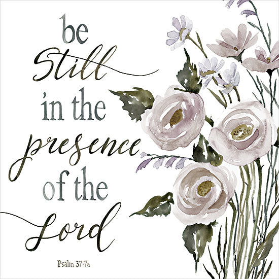 Cindy Jacobs CIN3933 - CIN3933 - Be Still - 12x12 Religious, Be Still in the Presence of the Lord, Psalm, Bible Verse, Typography, Signs, Textual Art, Flowers, Pink Flowers from Penny Lane