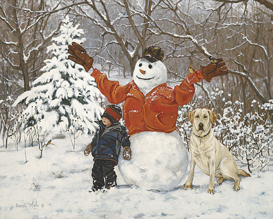 Bonnie Mohr COW115B - Buddies - Snowman, Dog, Child, Snow, Winter, Field from Penny Lane Publishing