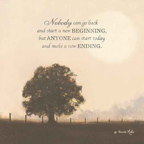 Bonnie Mohr COW225D - New Ending  - Tree, Field, Inspirational, Quote from Penny Lane Publishing