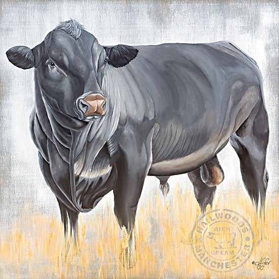 Diane Fifer DF183 - DF183 - Big Rig - 12x12 Bull Cow, Black Bull Cow, Farm Animal, Portrait from Penny Lane