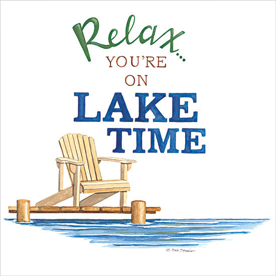 Deb Strain DS2130 - DS2130 - Relax, You're on Lake Time - 12x12 Lake, Relax You're on Lake Time, Typography, Signs, Textual Art, Adirondack Chair, Dock from Penny Lane