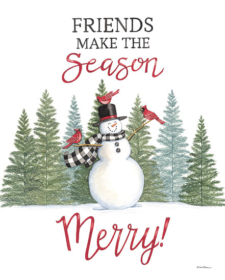 Deb Strain DS2201 - DS2201 - Friends Make the Season Merry! - 12x16 Christmas, Holidays, Winter, Snowman, Friends Make the Season Merry, Typography, Signs, Textual Art, Cardinals, Trees, Pine Trees, Forest, Friends, Whimsical from Penny Lane