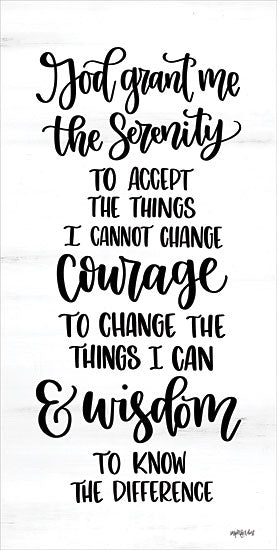 Imperfect Dust DUST1012 - DUST1012 - Serenity Prayer - 9x18 Religious, Serenity Prayer, God Grant Me, Typography, Signs, Black & White, Motivational from Penny Lane