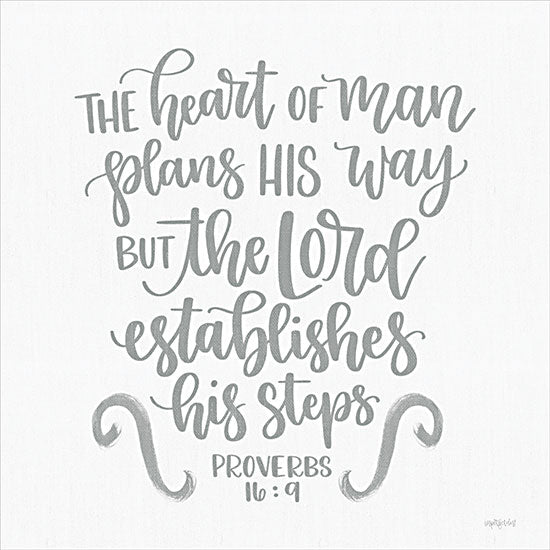 Imperfect Dust DUST866 - DUST866 - The Lord Establishes His Steps - 12x12 The Heart of Man Plans His Way, Bible Verse, Proverbs, Religion, Typography, Signs from Penny Lane