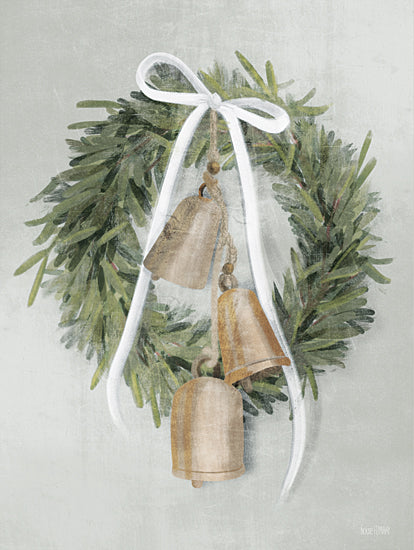 House Fenway FEN189 - FEN189 - Farmhouse Wreath - 12x16 Farmhouse Wreath, Wreath, Greenery, Ribbon, Bells, Cow Bells, Holidays from Penny Lane